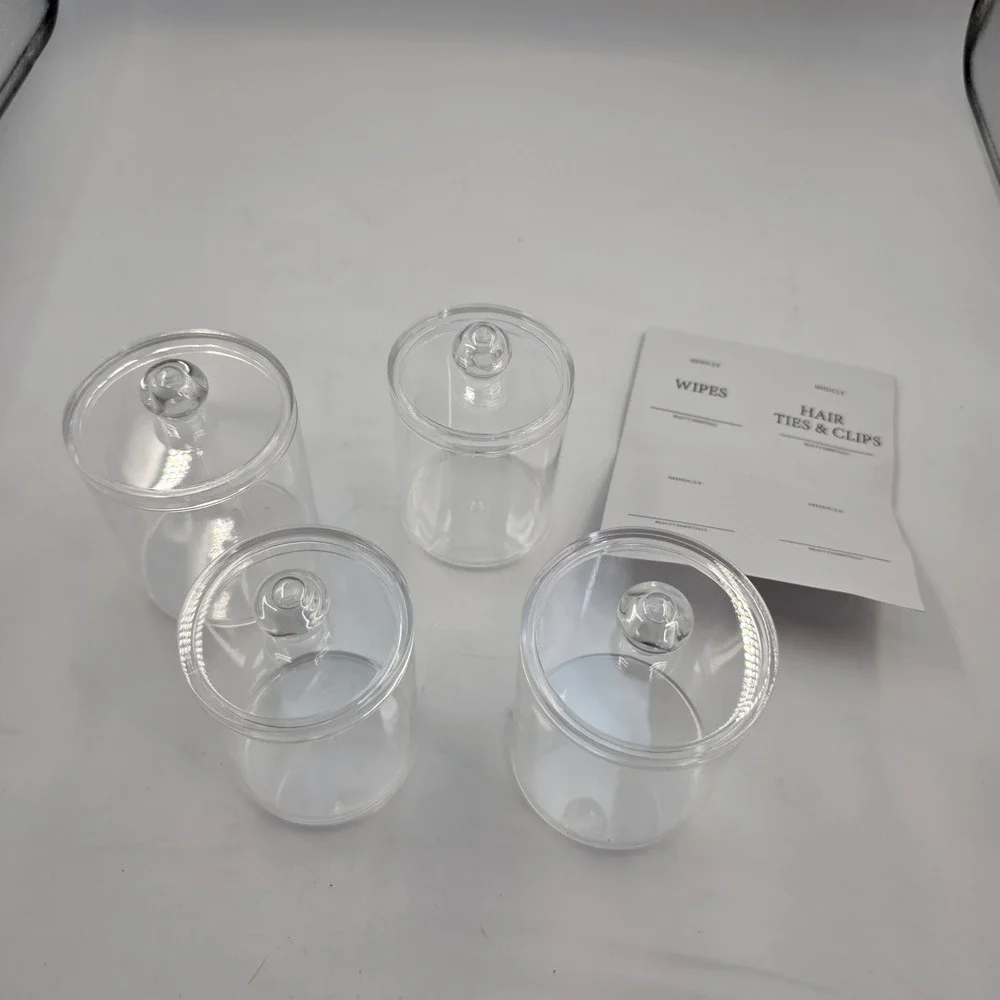 MHDCLY 4 Pack Bathroom Organizer Clear Apothecary Jars Vanity Storage L4
